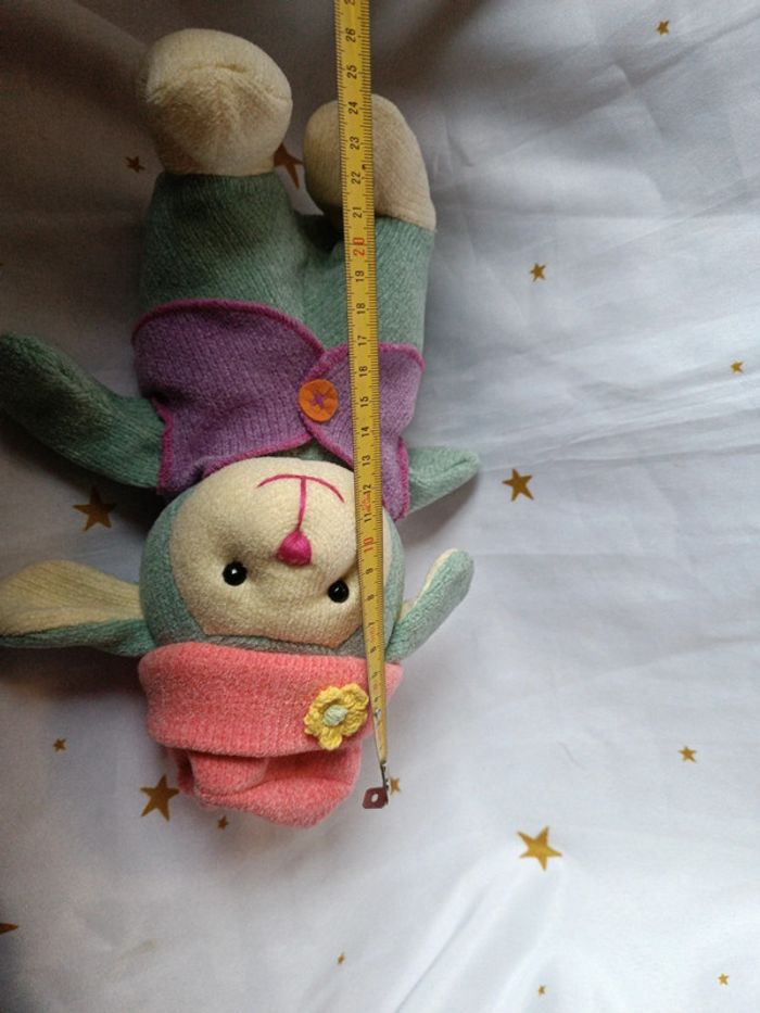 Peluche plush Teddy doudou sample bille bonnet chapeau cap gilet vert green mouton animal sheep - photo numéro 10