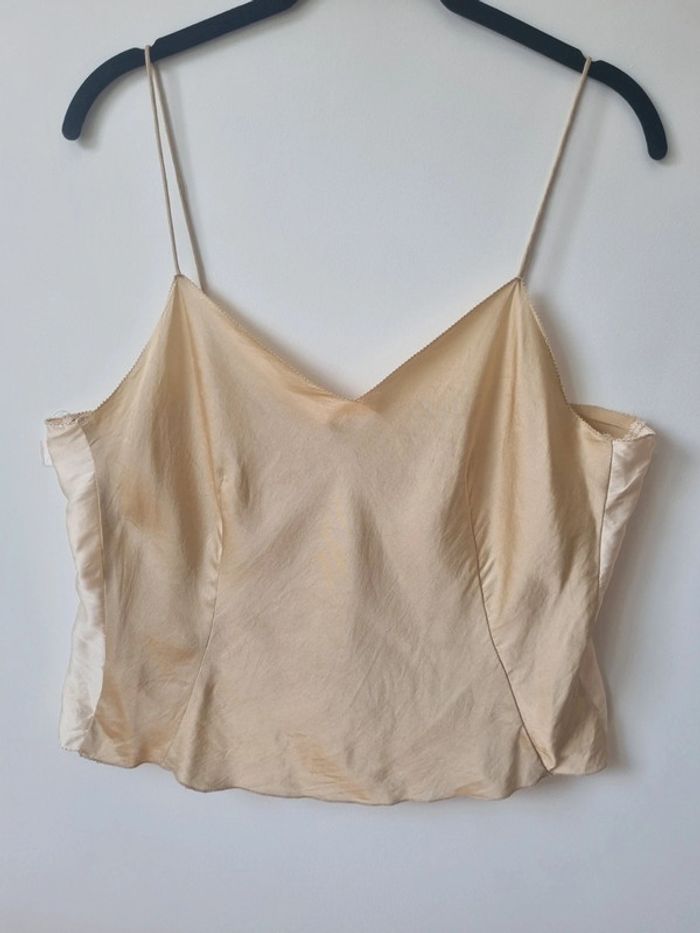 Top 100 % soie doré vintage - photo numéro 15