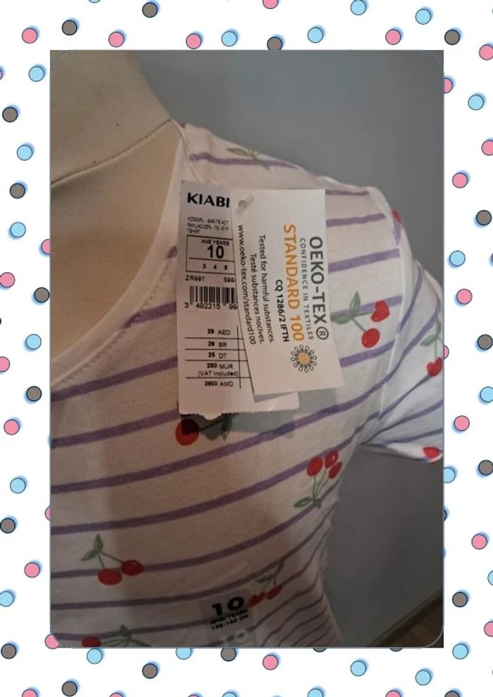🍒 T-shirt neuf 10 ans – Kiabi – Motif cerise 🍒 - photo numéro 3