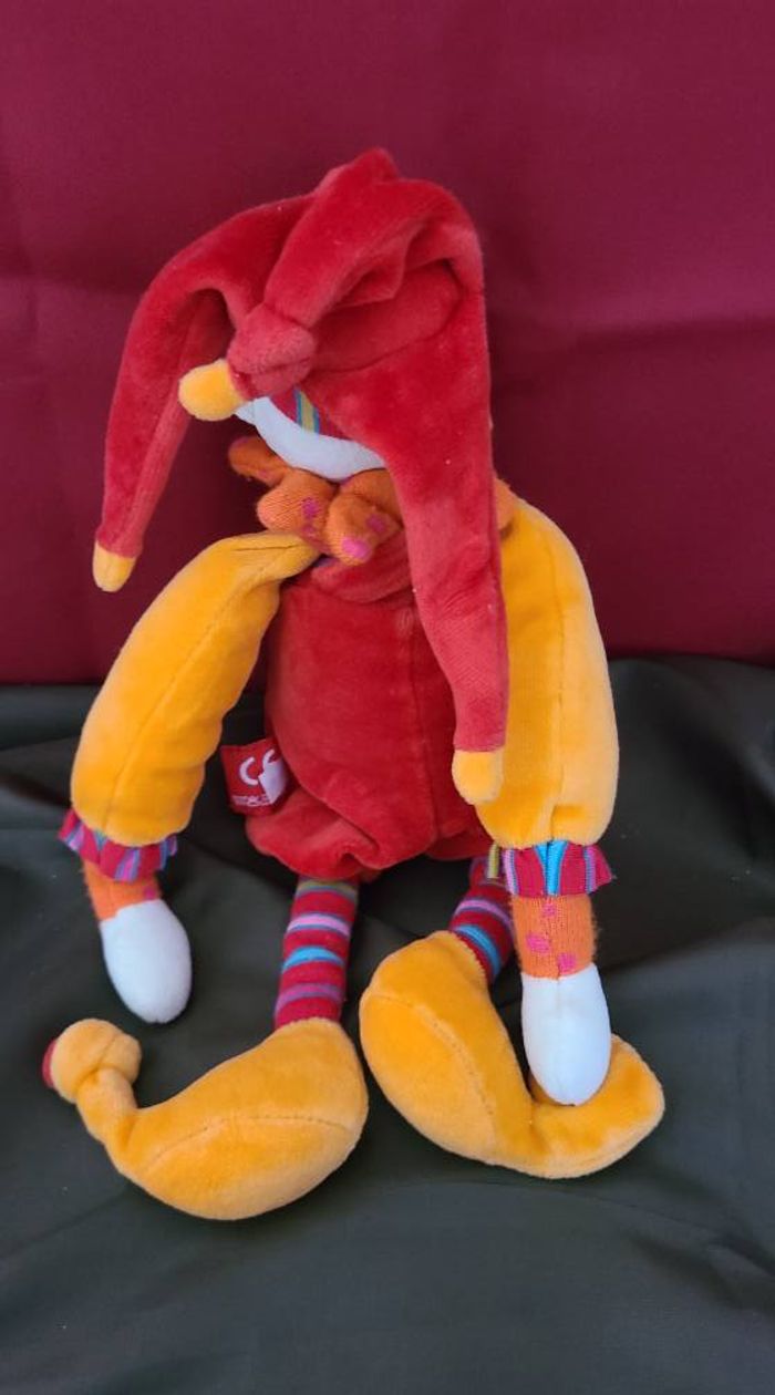 Doudou Capucin clown MOULIN ROTY Dragobert rouge orange 32 cm - photo numéro 5