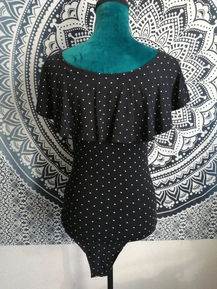 Body noir à pois blanc avec épaules modulables et pressions / jennyfer / (M) - photo numéro 4