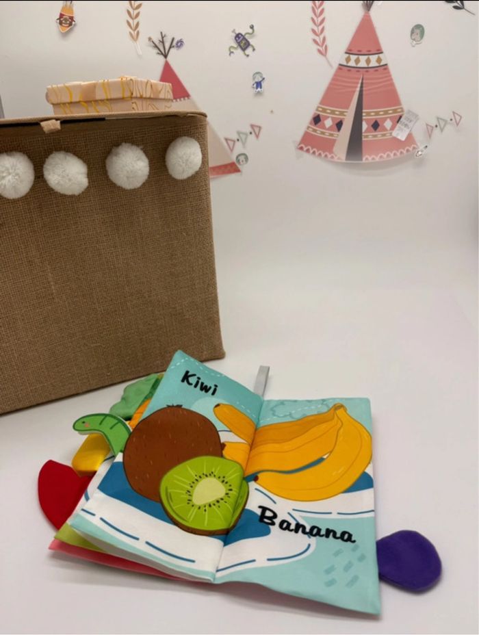 Livre d’éveil anglais bébé en tissu au choix | Jouet sensoriel 0-12 mois - photo numéro 5