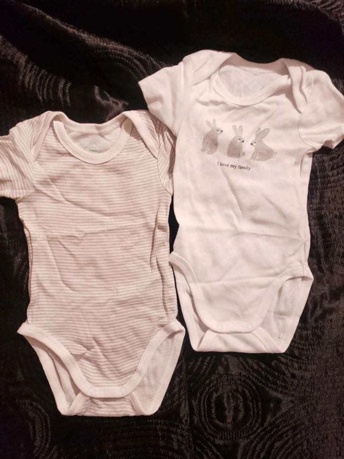 Lot 2 bodies 6 mois fille ou garçon manches courtes t shirt - photo numéro 4