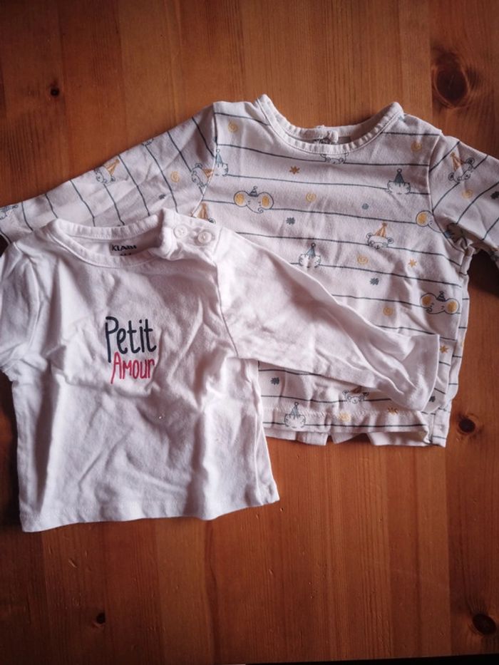 Lot de 2 tee-shirts taille 1 mois