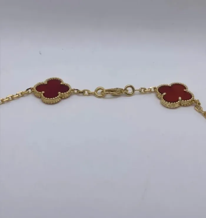 Collier 10 trèfles cornaline rouge 41cm - photo numéro 7