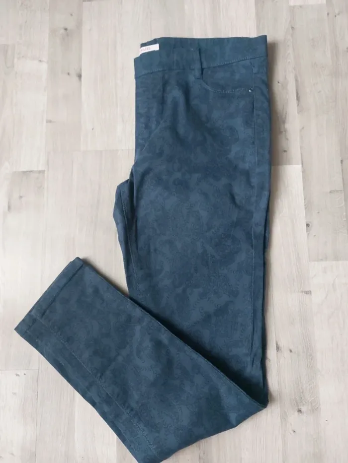Pantalon coton bleu Camaïeu