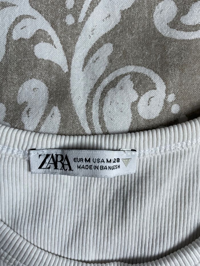 Débardeur blanc court dos nageur crop top Zara côtelé - photo numéro 2