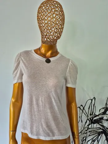 Tee-shirt Manches Courtes Crème Femme Taille L/40