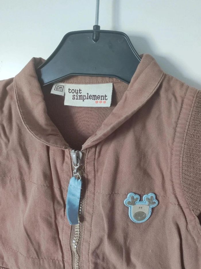 Ensemble veste zippé pantalon marron / Tout simplement - 6 mois - photo numéro 3