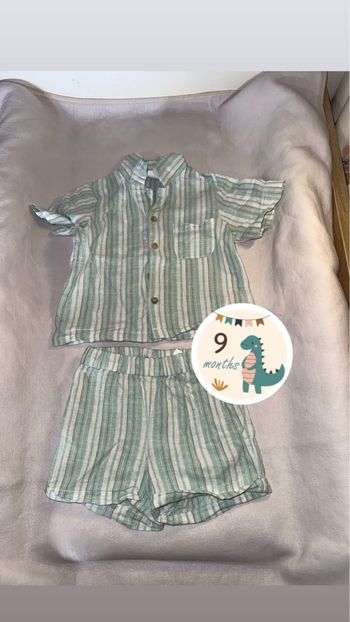 Ensemble bébé chemise + short – H&M – Taille 9 mois