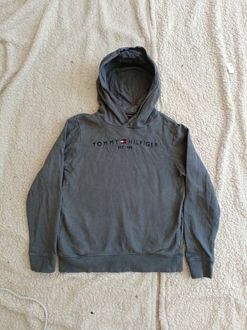 Sweat à capuche Tommy Hilfiger gris – logo brodé – T. 164