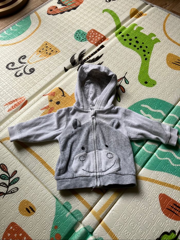 Gilet bébé 3 mois à zip Hippopotame