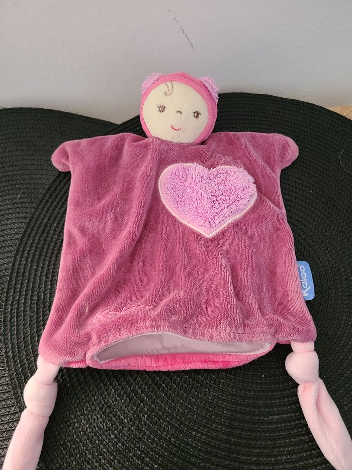 Poupée KALOO doudou marionnette rose coeur - photo numéro 3