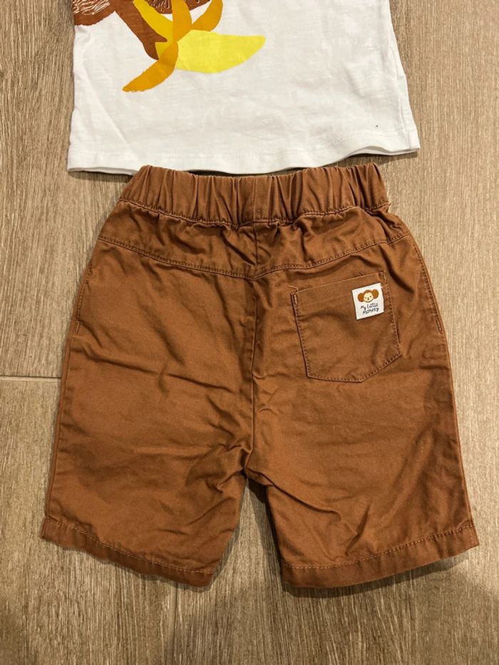 Ensemble short et t-shirt orchestra marron et blanc et singe 9 mois - photo numéro 4