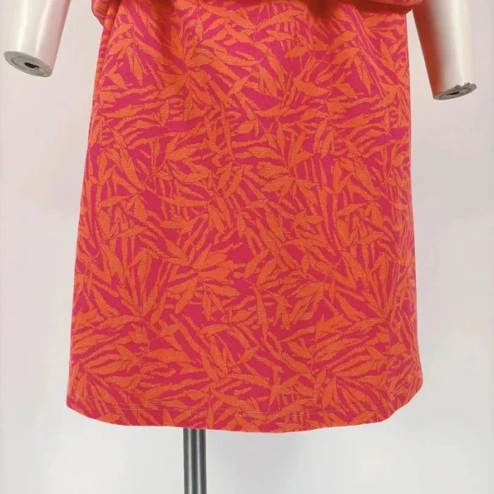 Ensemble Tee-shirt + jupe rose/orange à motif feuillage - Taille M - A309 - photo numéro 11