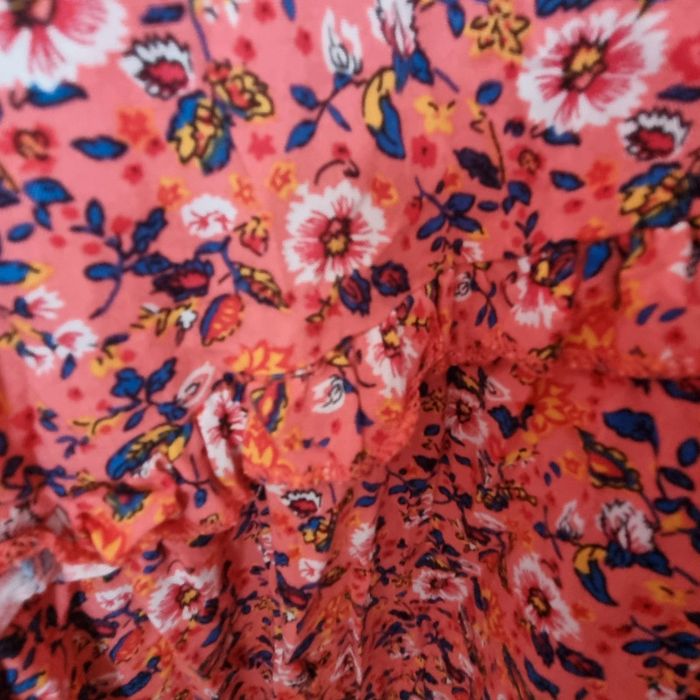 Robe courte kiabi corail motifs fleurs manches courtes neuve 50 52 - photo numéro 4