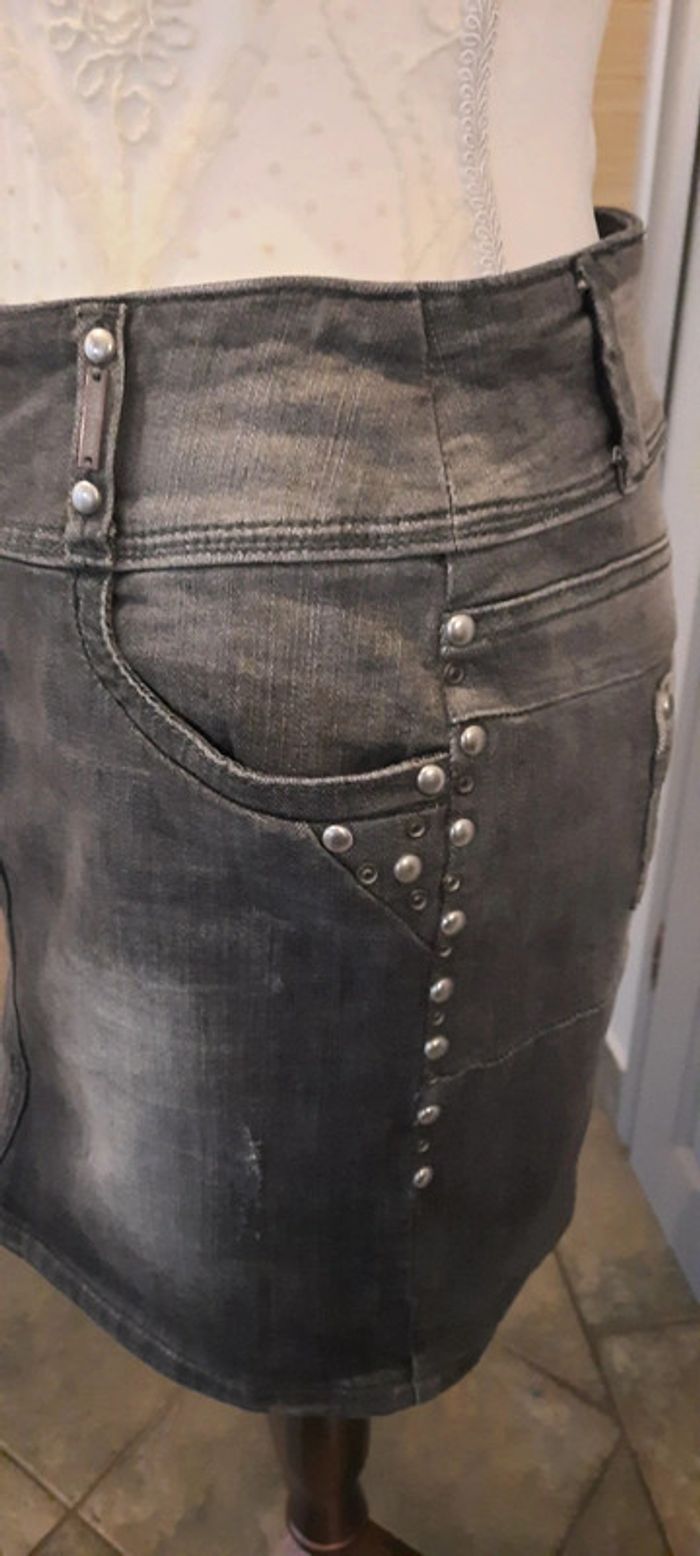 Jupe en jeans grise Camaïeu taille 38 - photo numéro 4
