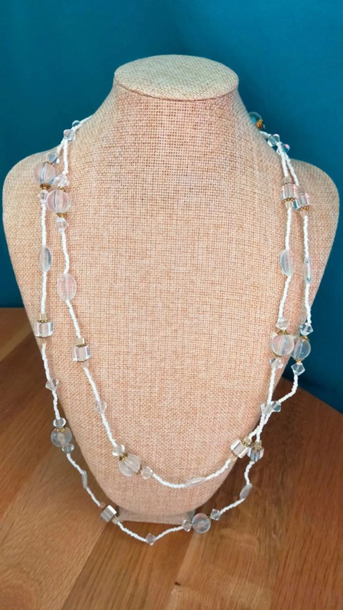 légante parure collier & boucles d’oreilles – Perles cristal & blanc nacré - photo numéro 9
