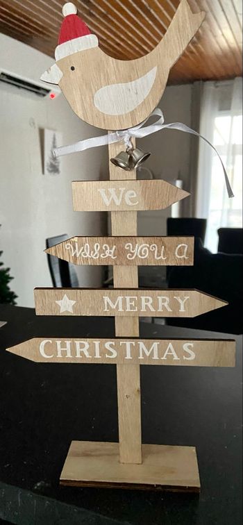 Petite Deco pour Noël en bois oiseau merry christmas bon état