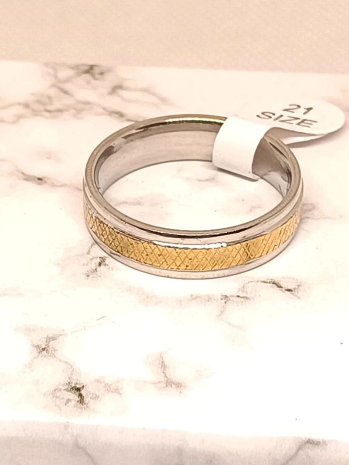 Bague bicolore acier type alliance - photo numéro 2