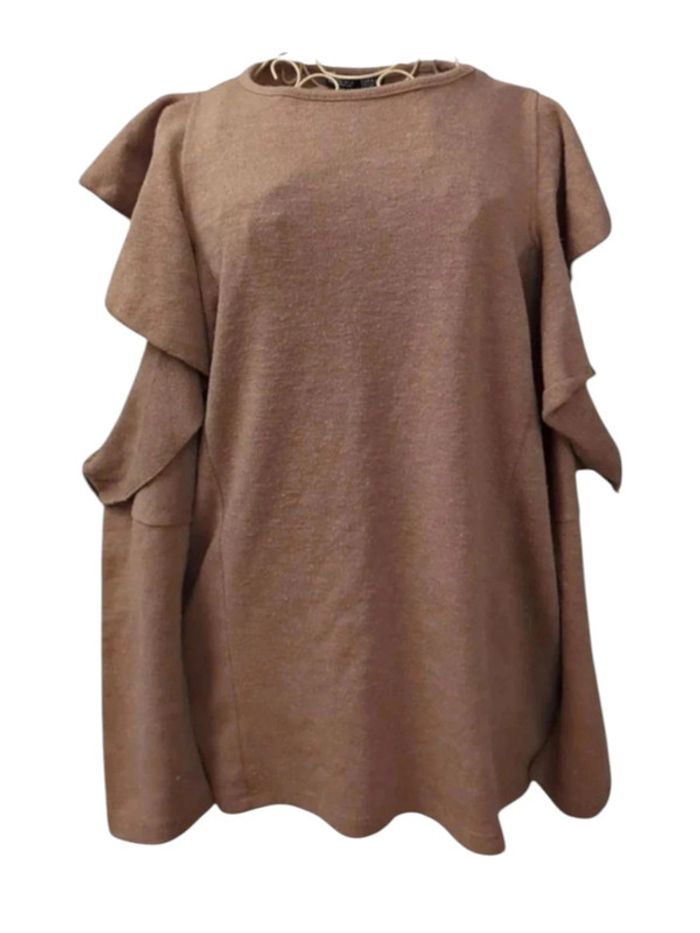 Magnifique pull à volants marron / camel Zara Taille L