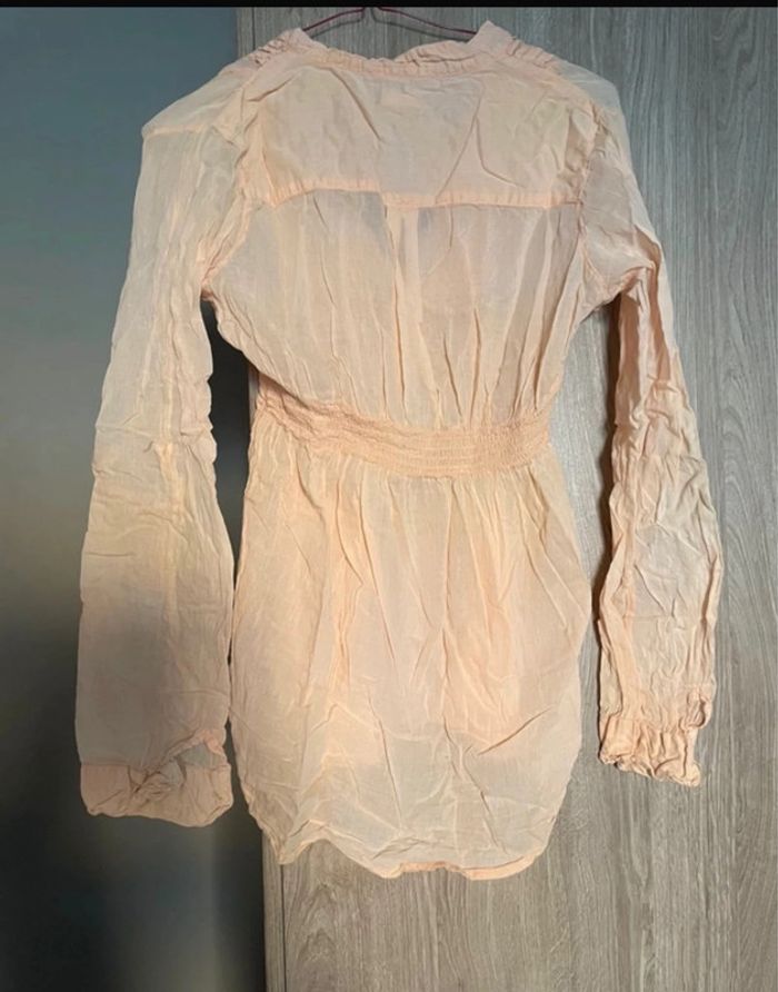 Chemisier blouse manches longues corail abricot - photo numéro 3