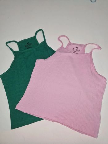 Lot de 2 tops Bretelles fille 10/12 ans H&M vert et rose