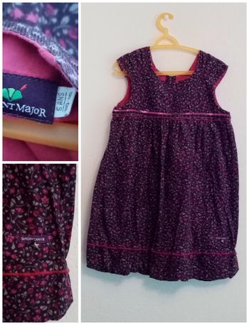 5 ans sergent major robe velours violet a fleurs autom hiver /Excellent état
