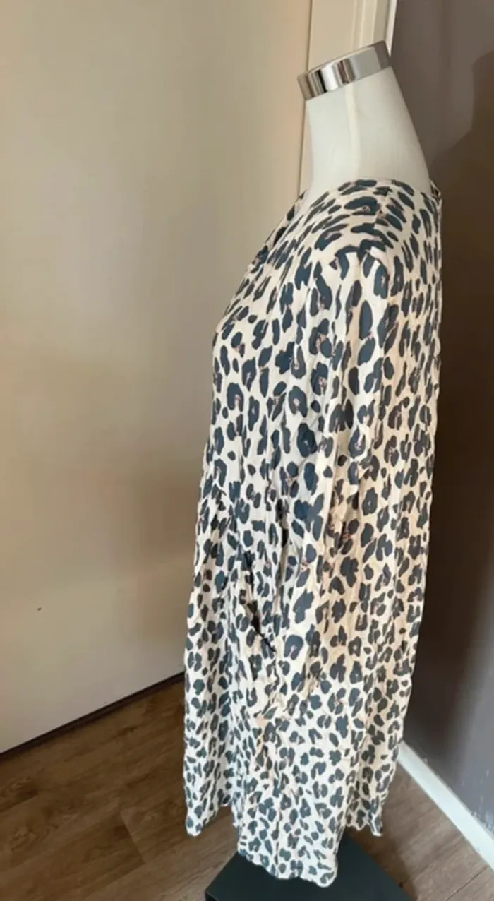 La fée Maraboutée robe longue été Oversize imprimée, tacheté léopard femme, taille 38 - photo numéro 3