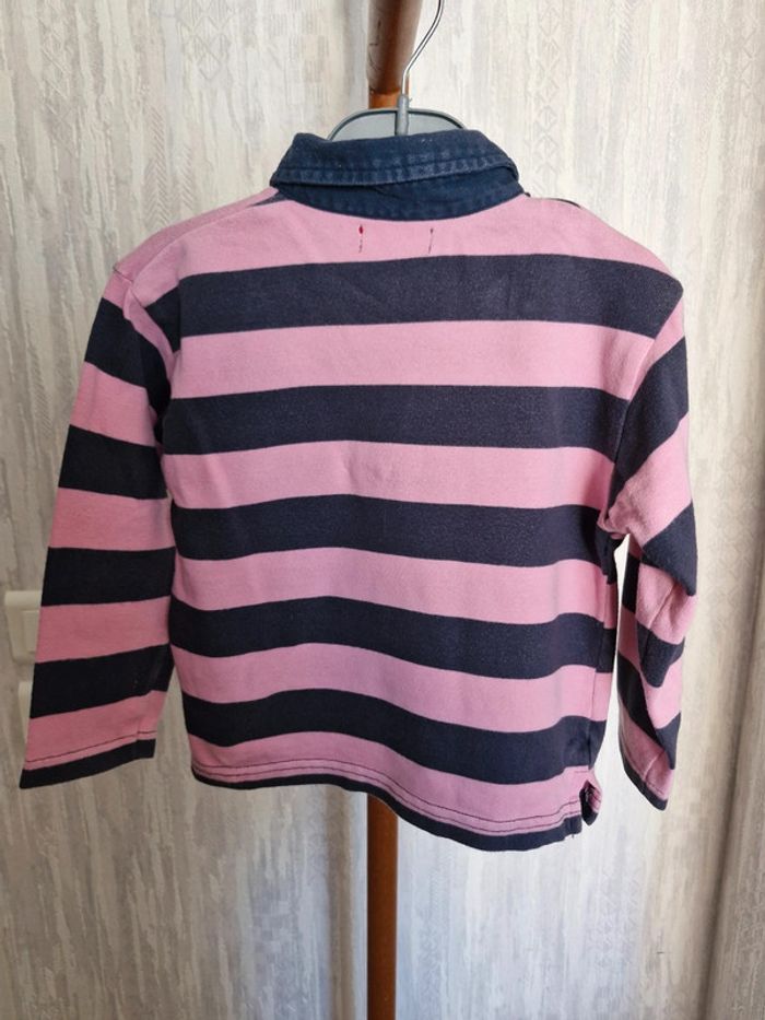 Polo manches longues garçon 3 ans Tissaia Rayé rose et marine coton - photo numéro 6