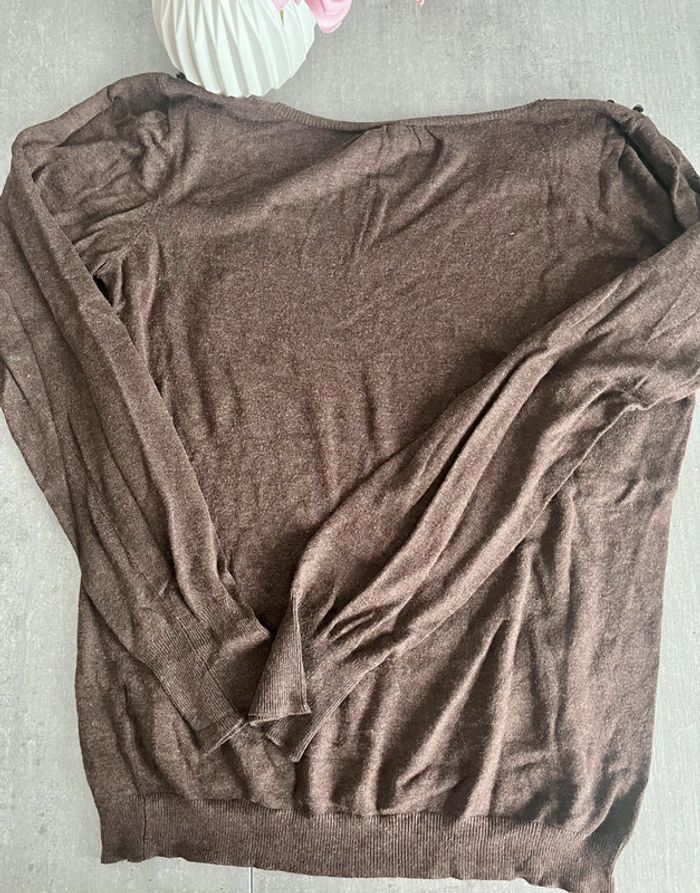 Jolie Pull Fin Marron naf naf taille L - photo numéro 5