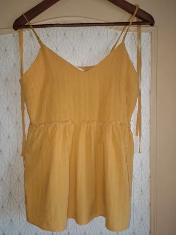 Débardeur femme jaune Cerise Blue S tbe bretelles longues sexy