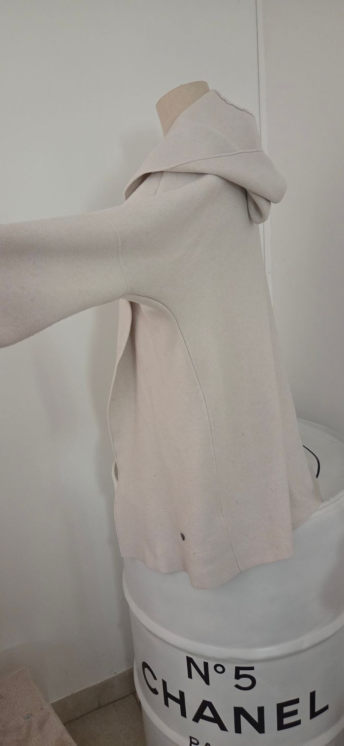 Veste longue ALFA beige écru à capuche – style cocoon doux et chic – T. unique – très bon état - photo numéro 10