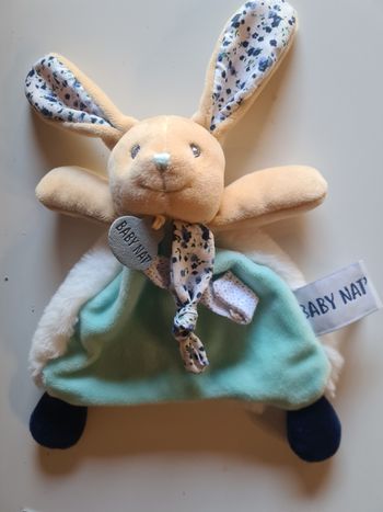 Doudou. Baby nat. Lapin .turquoise. Neuf