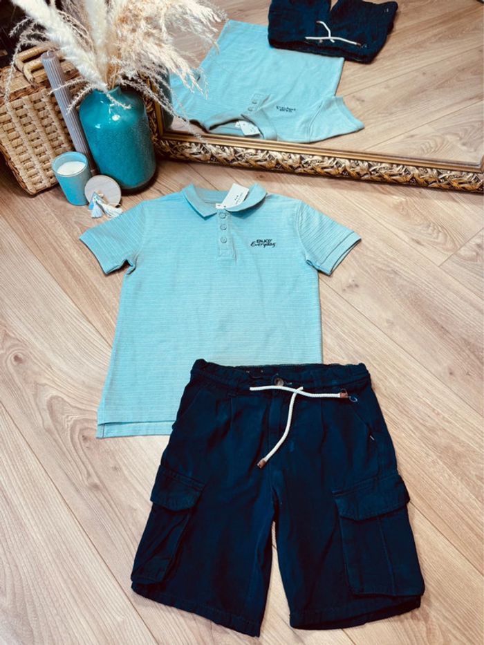 Taille 8 ans ensemble 2 pièces été garçon TAO Kiabi vert bleu marine * enjoy * 💚