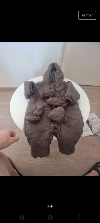 Doudoune hiver 12 mois avec protège mains et pieds