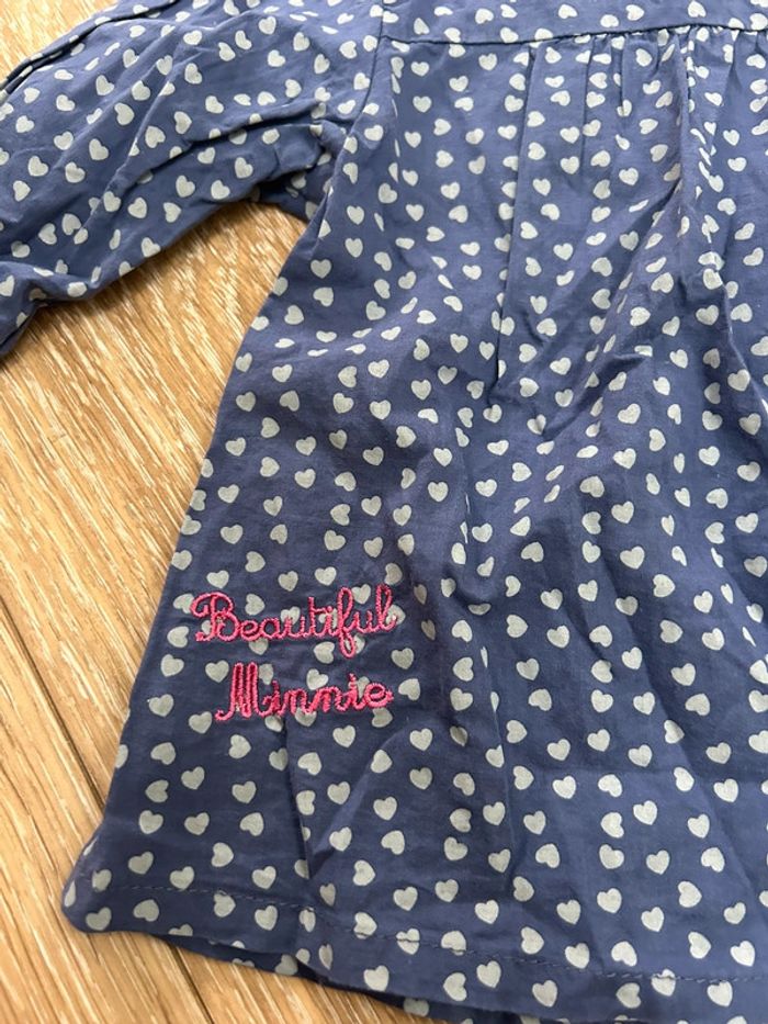Lot de 2 t-shirt haut en coton - 1 Disney Minnie 12 mois bleu marine à pois - tex avec fruits - photo numéro 3