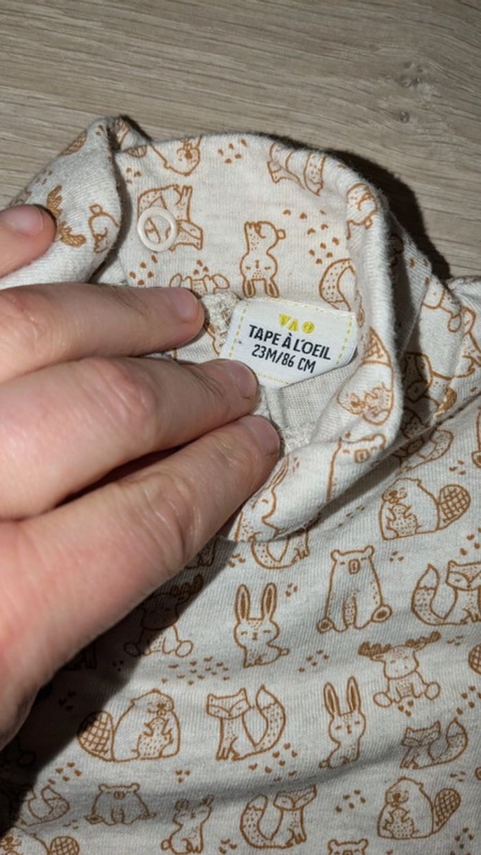Sous pull beige à motifs marrons 23 mois - photo numéro 3