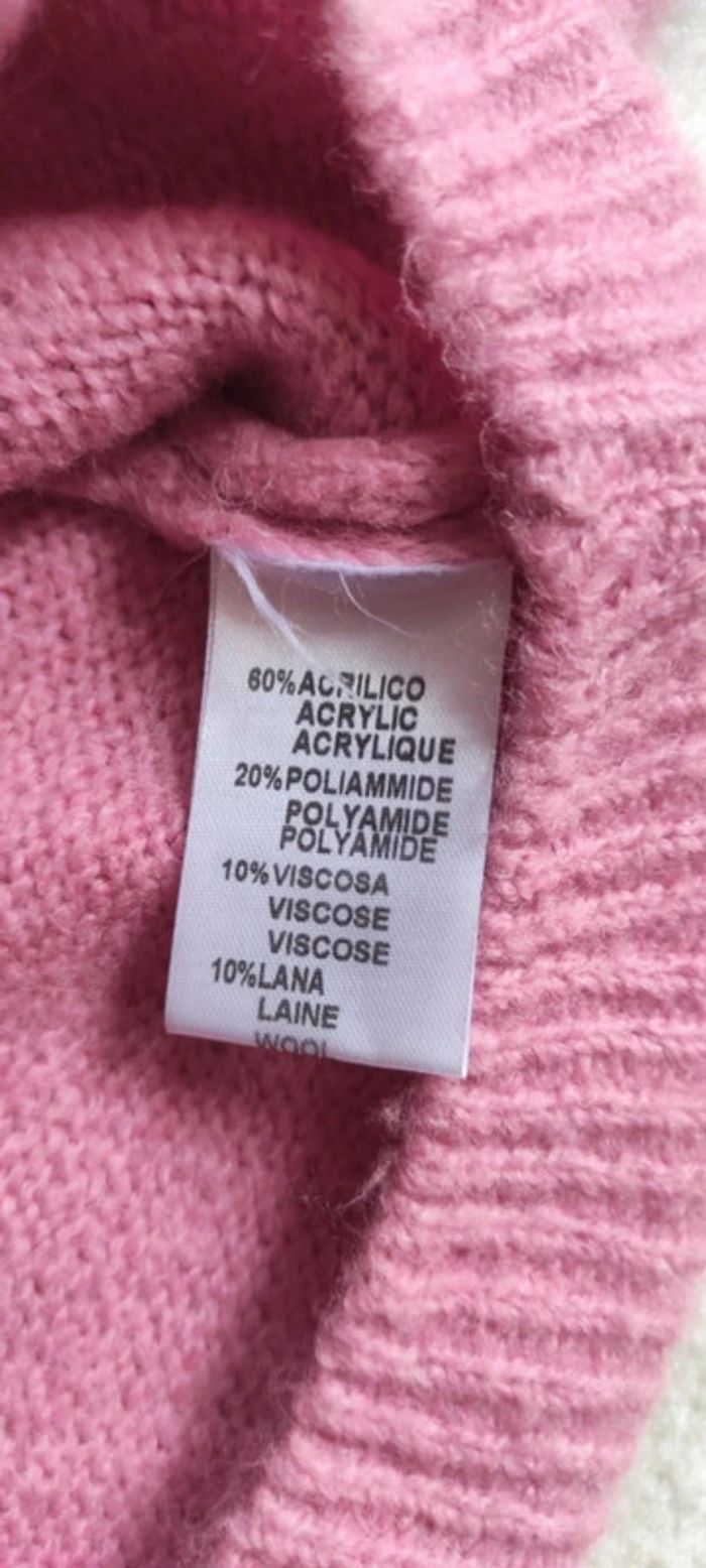 Magnifique pull loose rose bonbon blanc Balance ton pull avec poche taille unique comme neuf - photo numéro 9