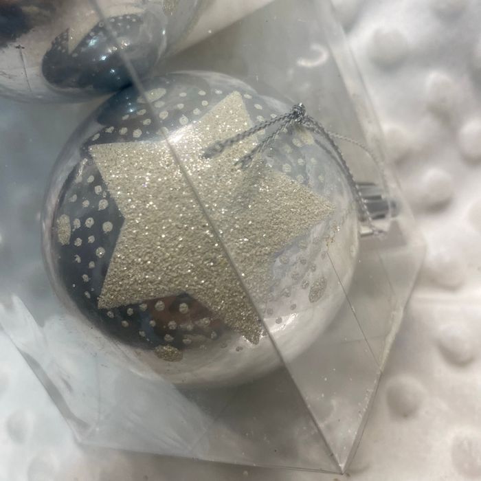 ✨⭐ Boules argentées à motif étoile – lot de 3 ⭐✨