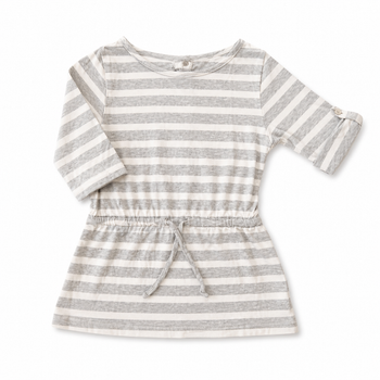 Robe fille 24/36 mois, 2 ans, manches retroussables rayée.