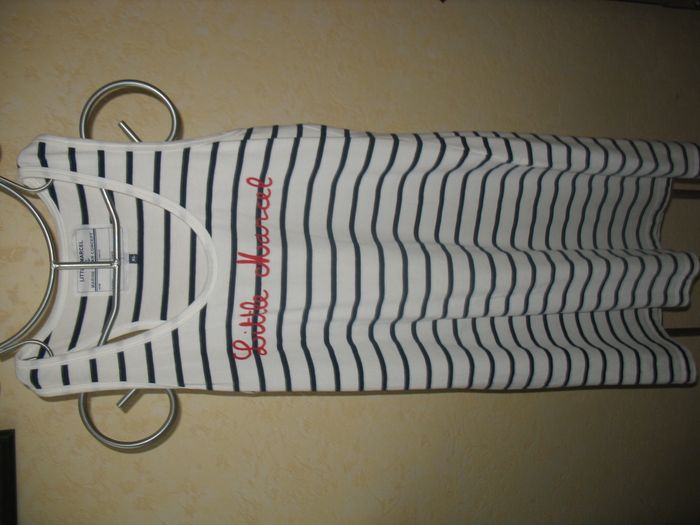 ROBE SM BLANCHE RAYÉ MARINE "LITTLE MARCEL" - TAILLE XL - n°02
