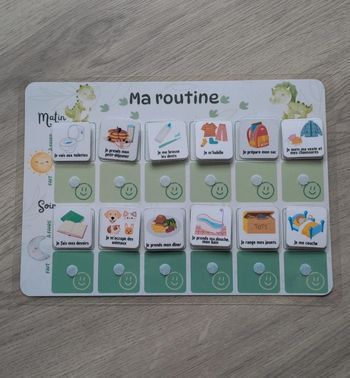 Tableau de routine enfant matin et soir dinosaure , rituels quotidiens