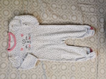 Pyjama chat blanc gris rose 18 mois