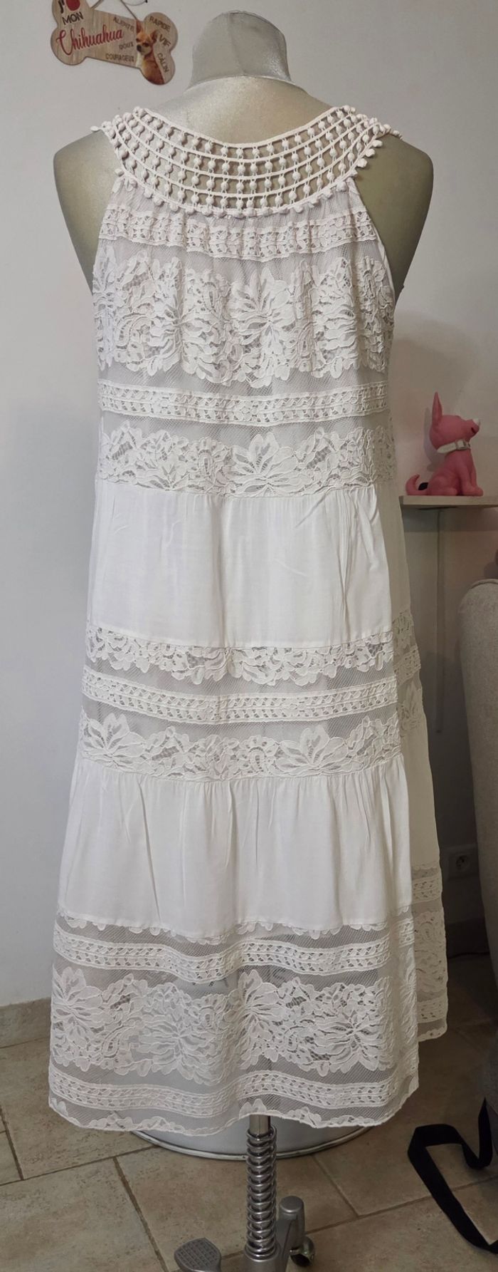 Robe Blanche Dentelle Bohème Chic – Made in Italy – Fluide & Élégante - photo numéro 8