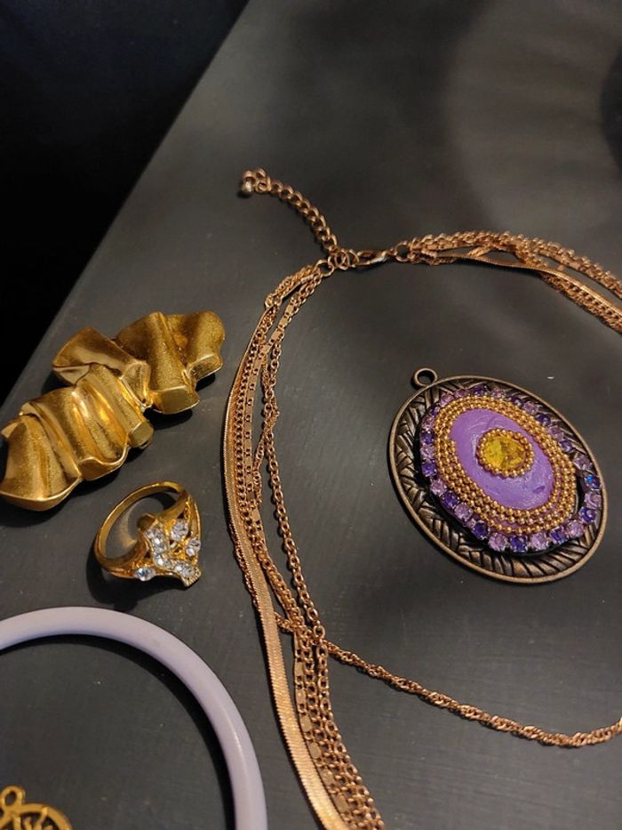 Lot de bijoux vintage et moderne doré - photo numéro 4