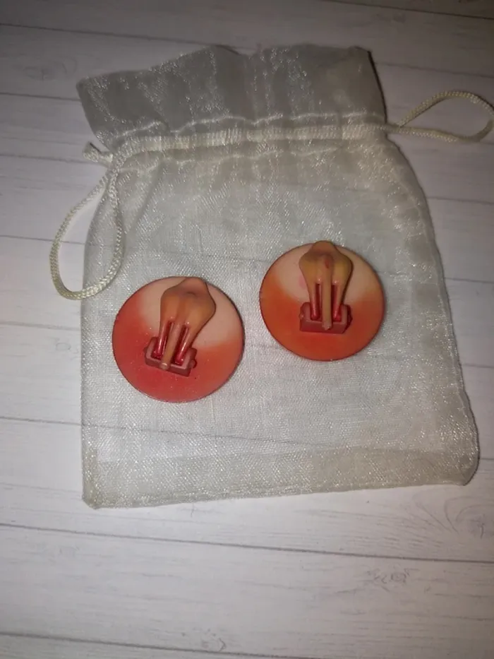 Boucles d'oreilles vintage à pince orange années 80 - photo numéro 2