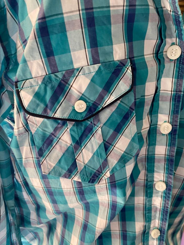 Chemise Serge Blanco à carreaux vert bleu blanc taille M - photo numéro 4
