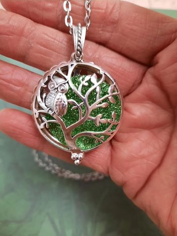 Pendentif collier "chouette" argenté et sa chaine