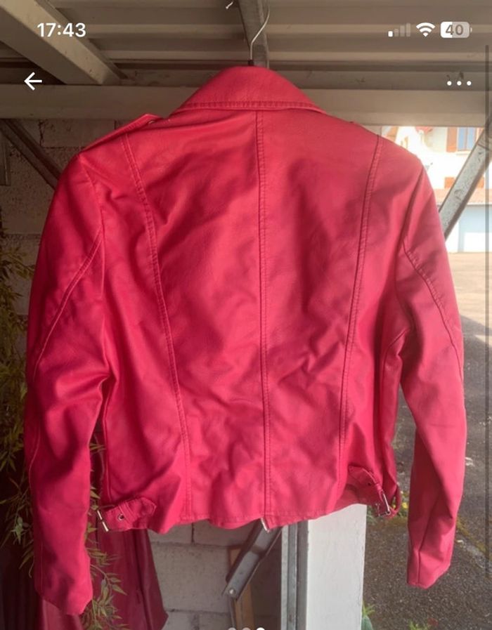 Veste simili cuir rose vif , taille S - photo numéro 3